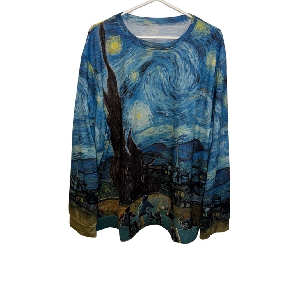 Starry Night Print Long Sleeve Shirt